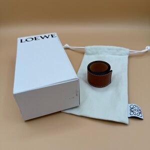 Loewe Cognac Brown Leather “Slap” Wrap Cuff Bracelet Full Set w/ Box & Dust Bag